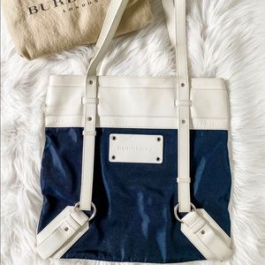 Authentic Navy White Burberry Bag
